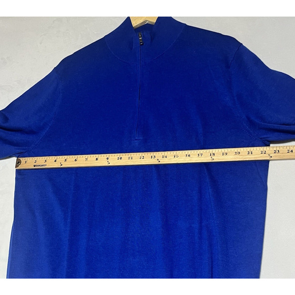 Brooks Brothers Supima Cotton Pullover Sweater Mens Large Blue Mock Neck 1/4 Zip - Picture 9 of 13